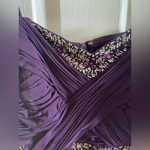 DECODE 1.8 ~ Purple Mesh Gold Beads Sweetheart Strapless Gown 10 NWT - Picture 5 of 9